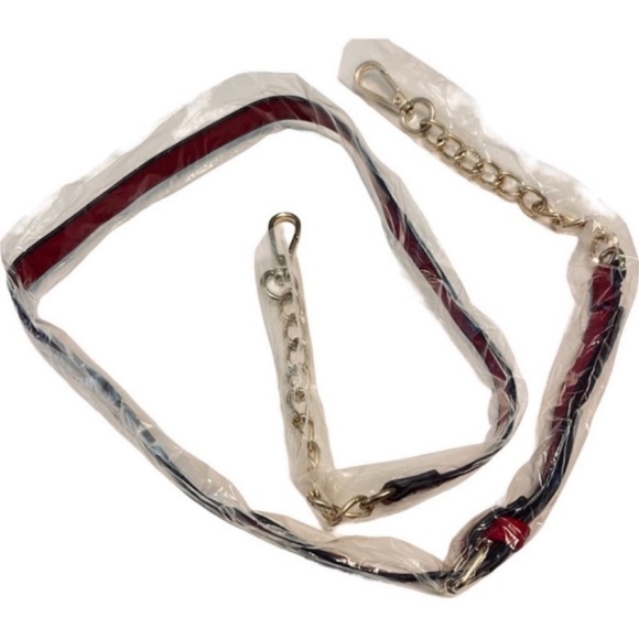 Crossbody Adjustable Strap Deep Red Goldtone Chain - Picture 1 of 9